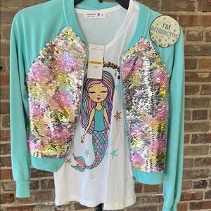 Beautees Aqua Sequin Mermaid Hoodie